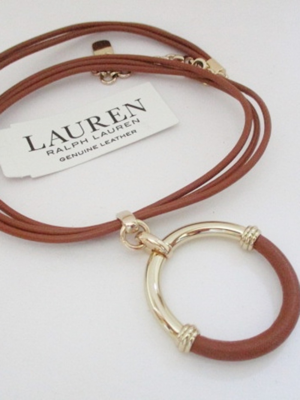 RALPH LAUREN - Leather-Wrapped Ring Multi-Cord Pendant Necklace